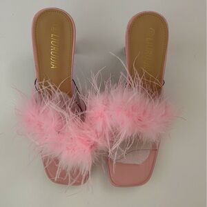 Pink Feathered Heels
